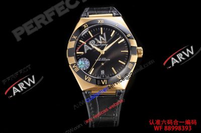 BLS Factory Clone Omega Constellation Black Dial 41mm Watch Yellow Gold Case